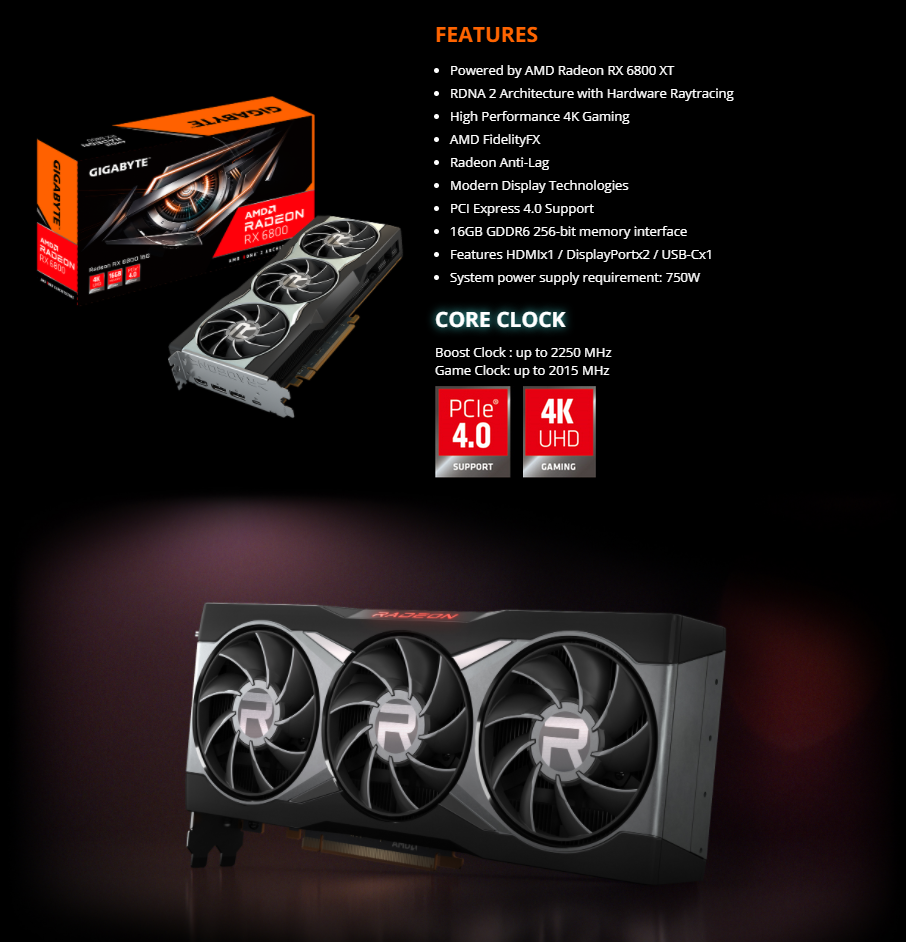 Gigabyte radeon rx 6800 xt gaming oc 16gb обзор